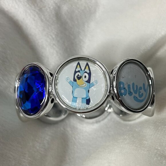 Handmade Kids Favorite Animated Blue Dog Inspired Bracelet Rhinestones and Image - Picture 1 of 4